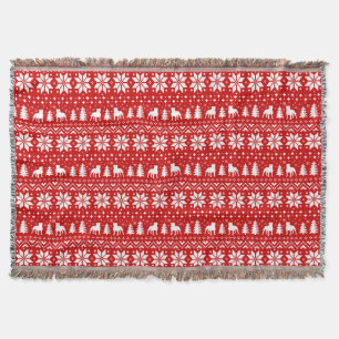Staffordshire Bull Terrier Silhouettes Christmas Throw Blanket