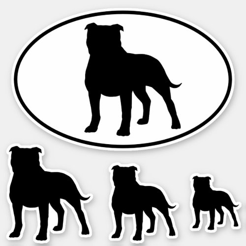 Staffordshire Bull Terrier Silhouettes Sticker Set