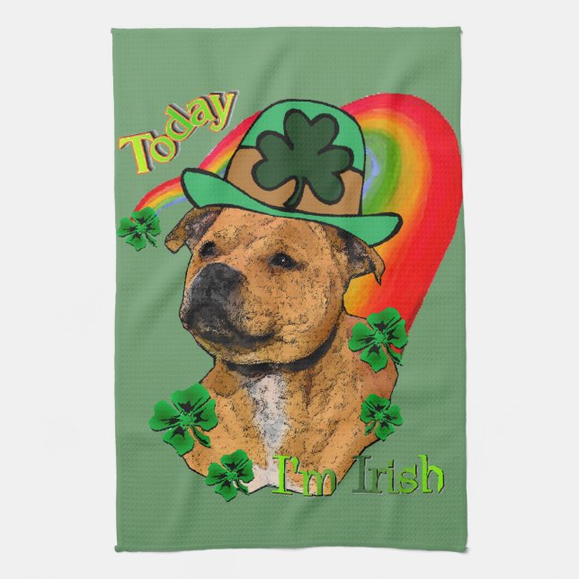 Staffordshire Bull Terrier St Patricks Towel (Vertical)