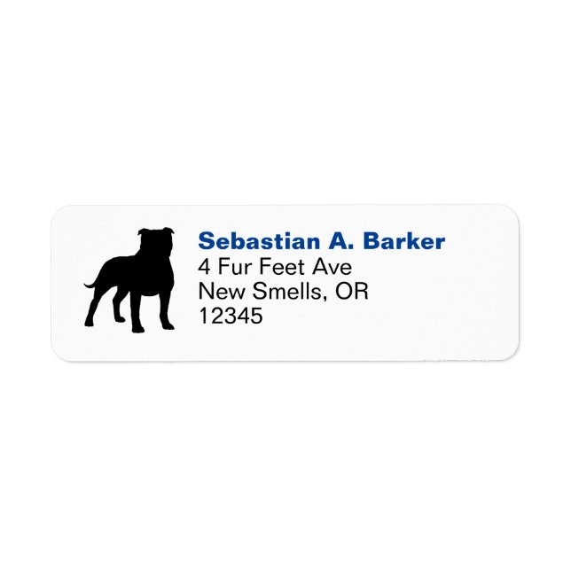 Staffordshire Bull Terrier Staffy Dog Silhouette Label (Front)