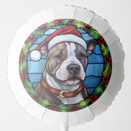Staffordshire Bull Terrier Stained Glass Christmas Balloon