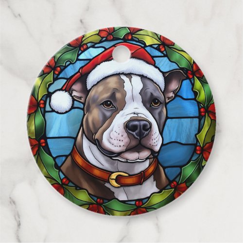 Staffordshire Bull Terrier Stained Glass Christmas Favor Tags
