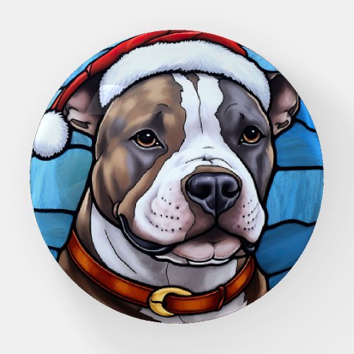 Staffordshire Bull Terrier Stained Glass Christmas Paperweight