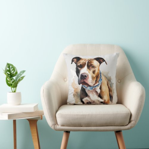 Staffordshire Bull Terrier The Gentle Guardian Throw Pillow