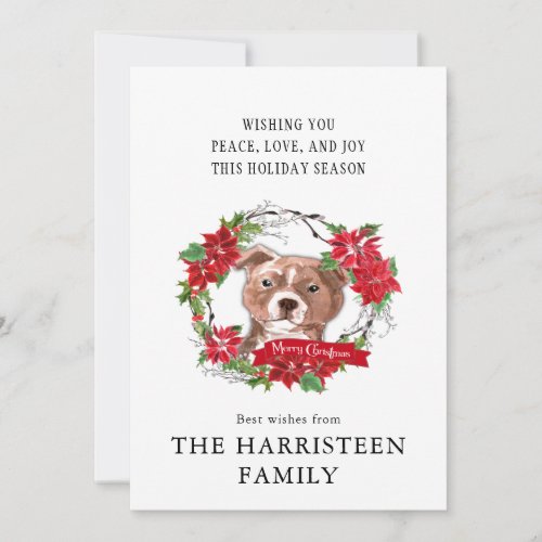 Staffordshire Bull Terrier Watercolor Christmas Holiday Card