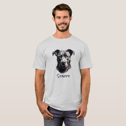 Staffordshire Bullterrier BW Silhouette T_Shirt