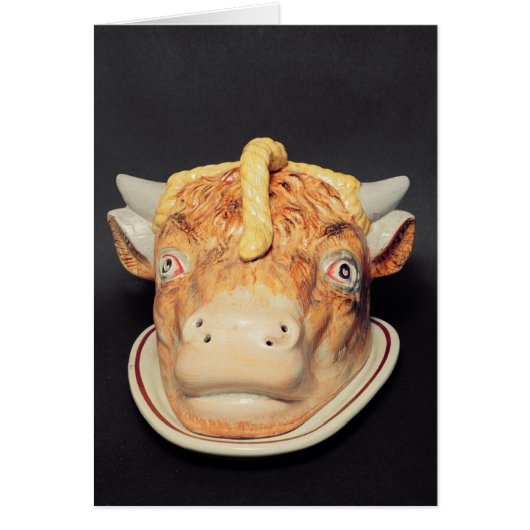 Staffordshire cheese dish in shape of a cow's cards (Front)
