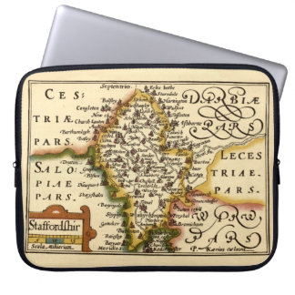 Staffordshire County England Old Antiquarian Map Laptop Sleeve