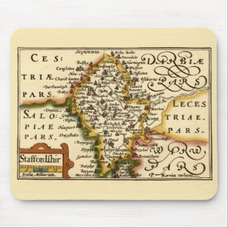 Staffordshire County England Old Antiquarian Map Mouse Pad