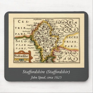 Staffordshire County England Old Antiquarian Map Mouse Pad
