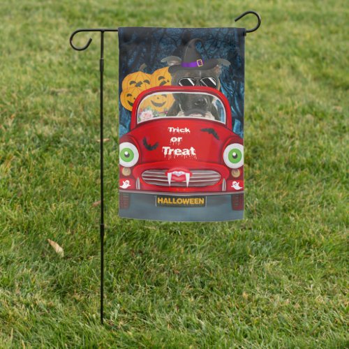 Staffordshire Dog Driving Car Scary Halloween  Garden Flag