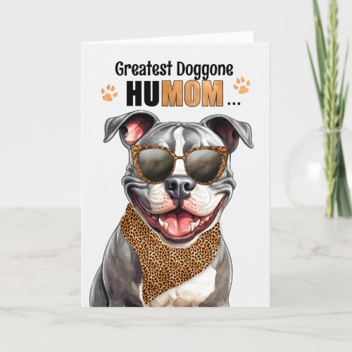 Staffordshire Dog Greatest HuMOM Mothers Day Holiday Card
