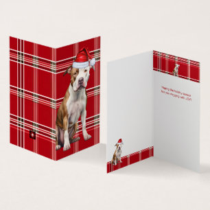 Staffordshire Dog Holiday Red Plaid Christmas