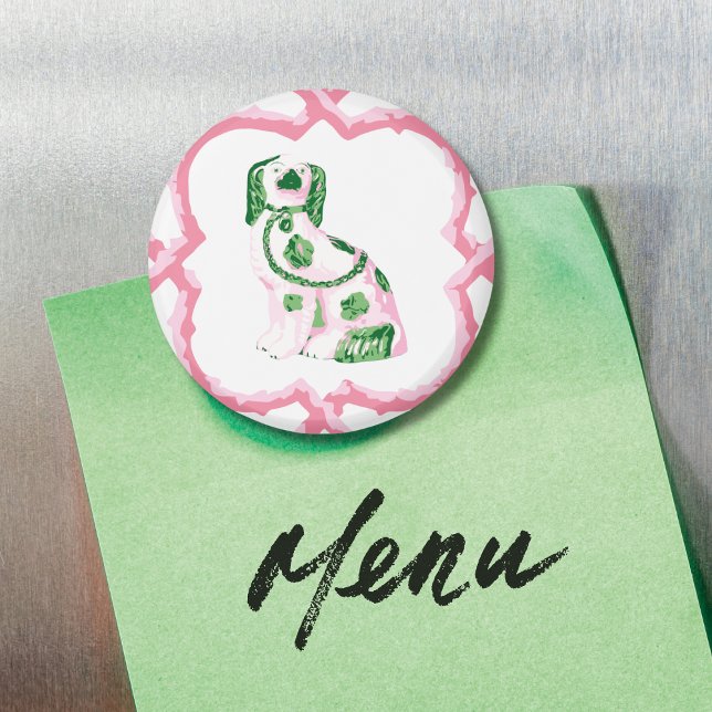 Staffordshire Dog Opt 1 in Pink and Green Magnet (Creator Uploaded)