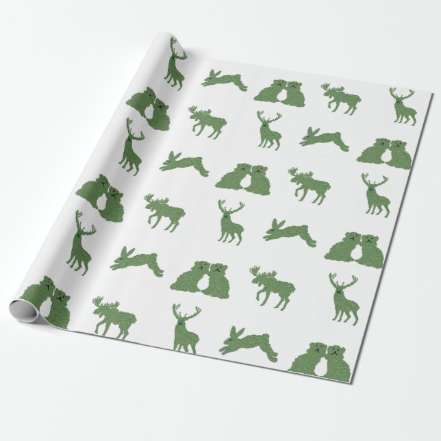 Staffordshire Dogs Topiary Deer Rabbit  Wrapping Paper (Unrolled)