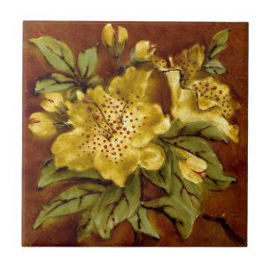 Staffordshire Lily Slip Painted Wade & Co Repro Ceramic Tile