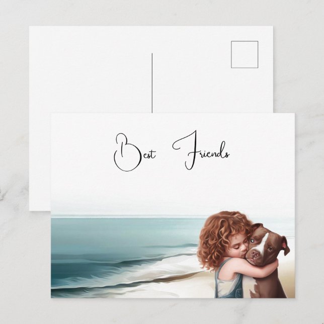 Staffordshire Pitbull & Girl Keepsake Postcard Art (Front/Back)