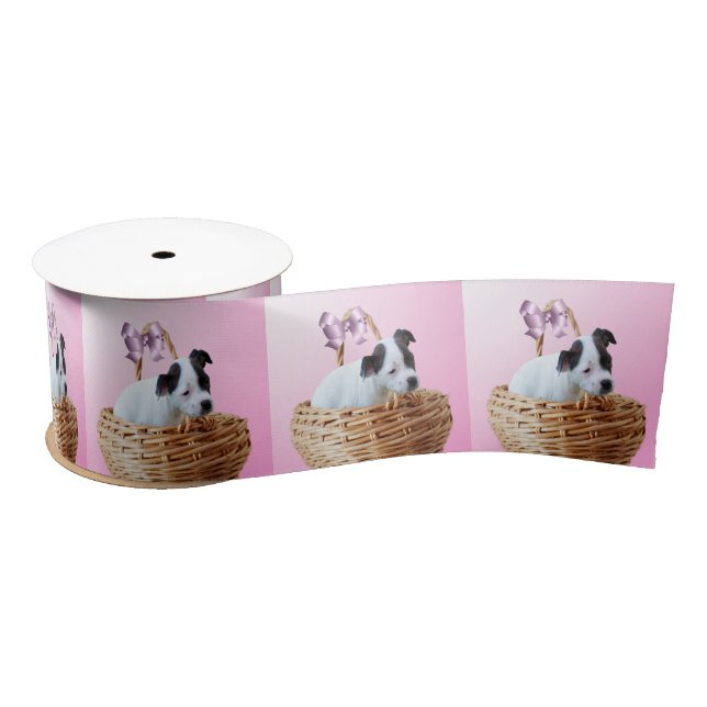 Staffordshire Puppy In A Basket,   Satin Ribbon (Spool)