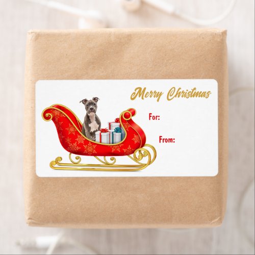 Staffordshire Terrier Christmas Sleigh Gift Tag