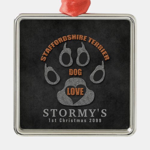 Staffordshire Terrier Dog Breed Christmas Metal Ornament