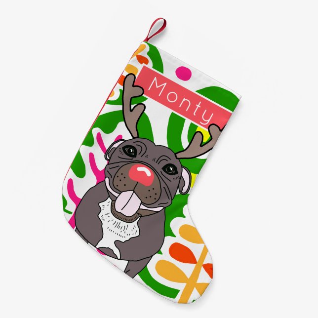 Staffordshire terrier dog Christmas Stocking (Front (Hanging))