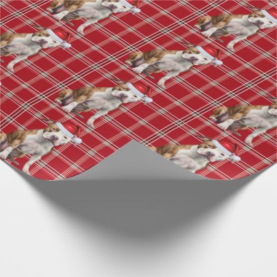 Staffordshire Terrier Dog Holiday Plaid Christmas Wrapping Paper