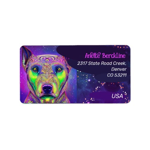 Staffordshire terrier dog neon style custom name label