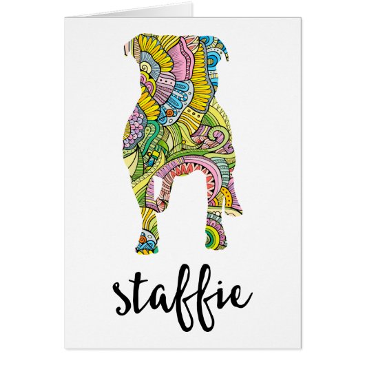 Staffordshire Terrier Floral Pattern Silhouette Cards (Front)