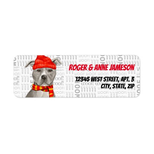 Staffordshire Terrier Gray Pitbull Christmas Label