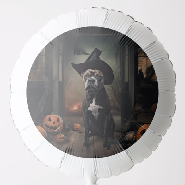 Staffordshire Terrier Pumpkins Halloween Scary  Balloon (Front)