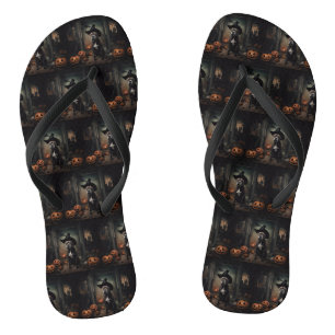 Staffordshire Terrier Pumpkins Halloween Scary  Flip Flops