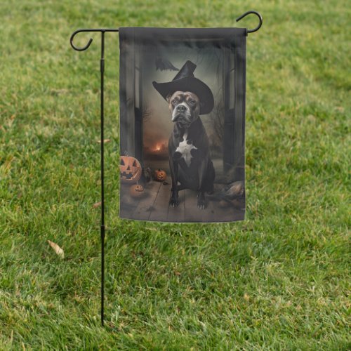 Staffordshire Terrier Pumpkins Halloween Scary  Garden Flag