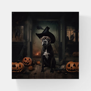 Staffordshire Terrier Pumpkins Halloween Scary  Paperweight