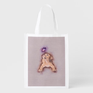 Staffordshire terrier Puppy with Butterfly Grocery Bag