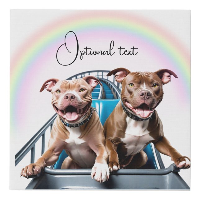 Staffordshire Terriers Riding Rollercoaster Faux Canvas Print (Front)