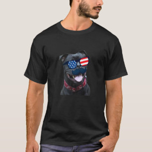Staffy American 4th Of July Staffordshire Dad Mom T-Shirt
