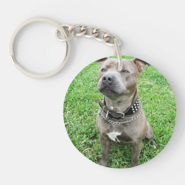 Staffy At Attention, Keychain (Front)