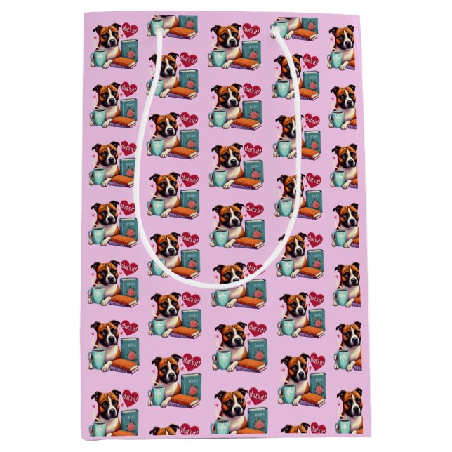 Staffy Books Coffee gift bag in peony  (Front)