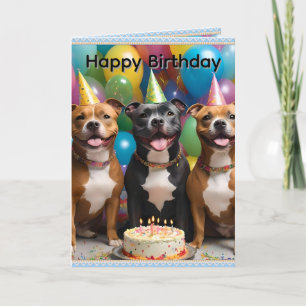Staffy Celebration: A Birthday Party with Cake Card