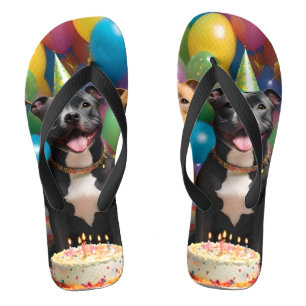Staffy Celebration: A Birthday Party with Cake  Flip Flops