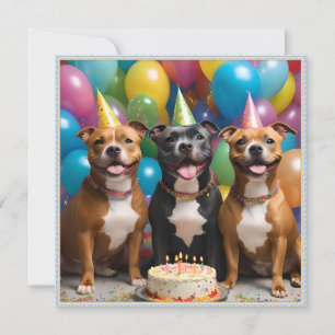 Staffy Celebration: A Birthday Party with Cake Invitation
