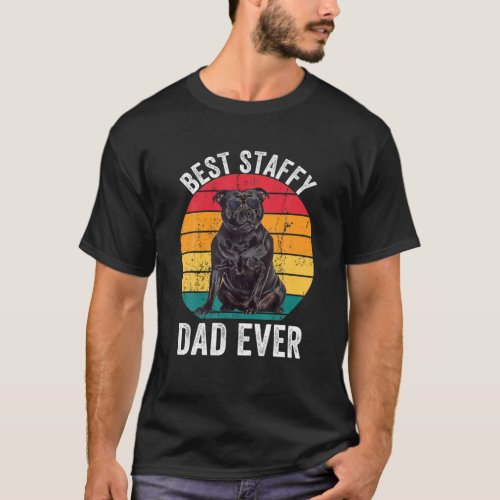 Staffy Dad Funny Vintage Staffordshire Bull Terrie T_Shirt