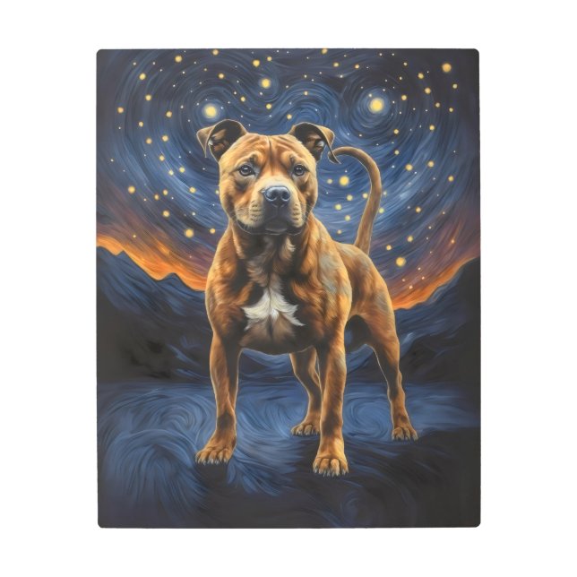 Staffy Dog Artsy Metal Print (Front)