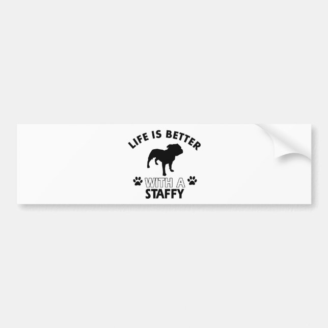 Staffy dog breed designs bumper sticker (Front)