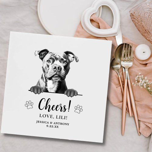 Staffy Dog Drawing Personalized Cheers Napkins