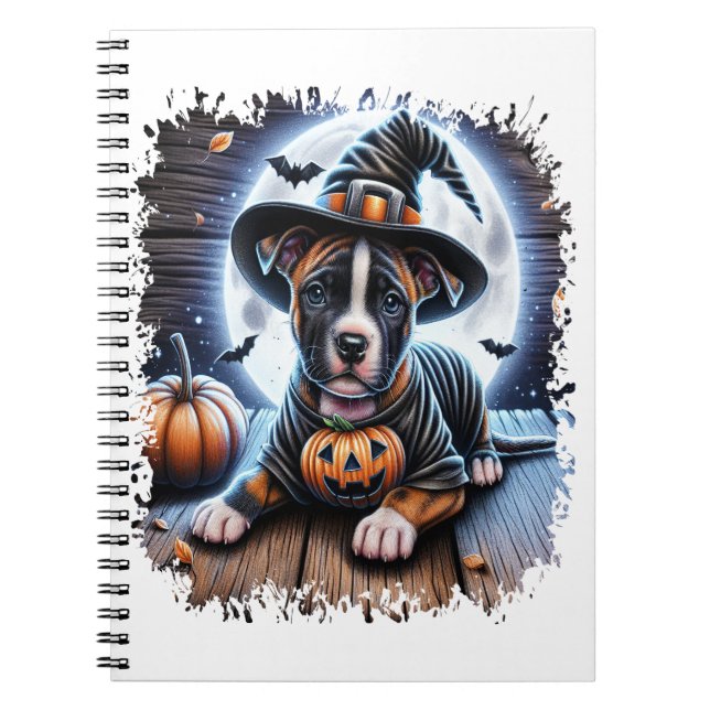 Staffy Dog Halloween Square Notebook (Front)