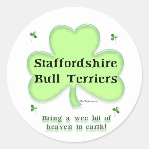 Staffy Heaven Staffordshire St Patricks day Classic Round Sticker