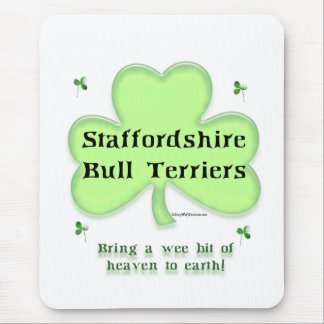 Staffy Heaven; Staffordshire St. Patrick's day Mouse Pad