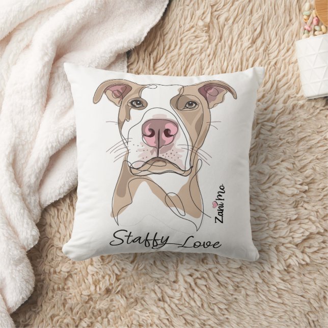 Staffy Love - Zani Mo Protection Throw Pillow (Blanket)