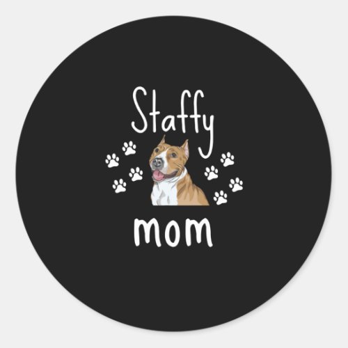 Staffy Mom _ Vector Staffordshire Classic Round Sticker